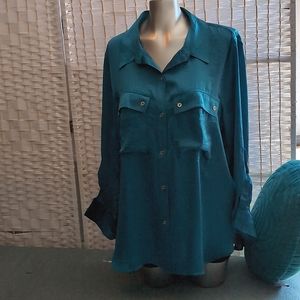 Blue silky blouse sz XL